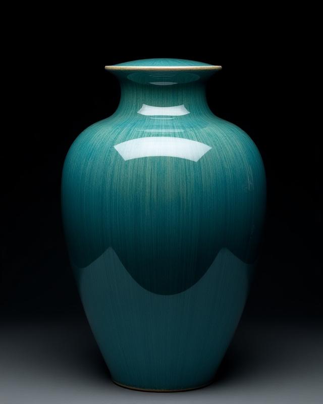 Große, verkaufte blau-grüne Urne mit komplexen Glasureffekten